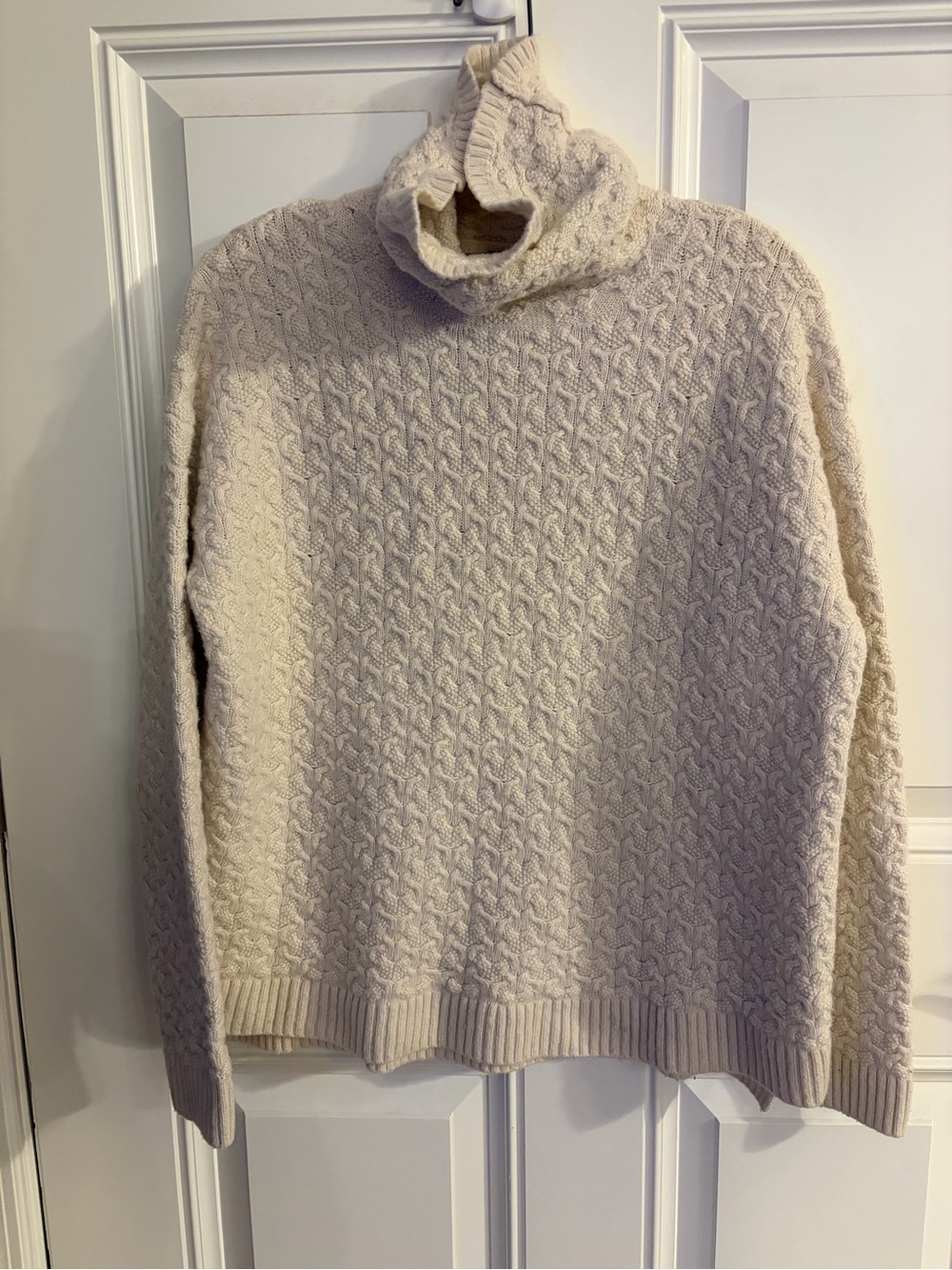 Tahari Cream Cable Knit Turtleneck Sweater